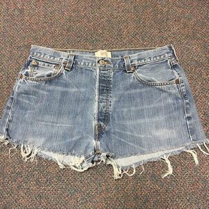 Levi's Light Blue Cutoff Denim Shorts with Frayed Hem